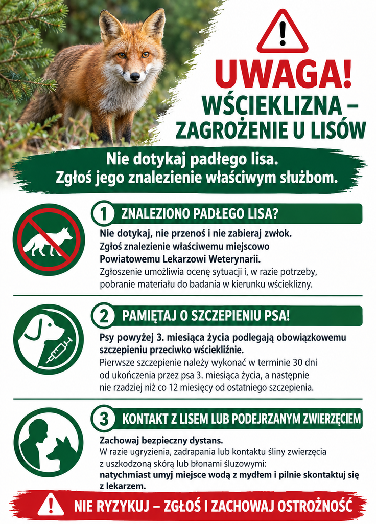 Uwaga! Wścieklizna – zagrożenie u lisów